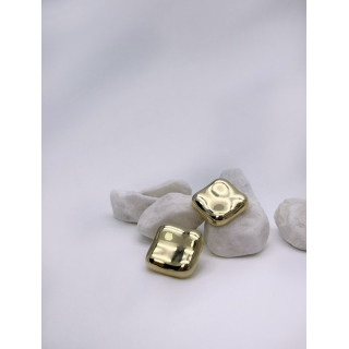 Серьги ребристый  квадрат в золоте