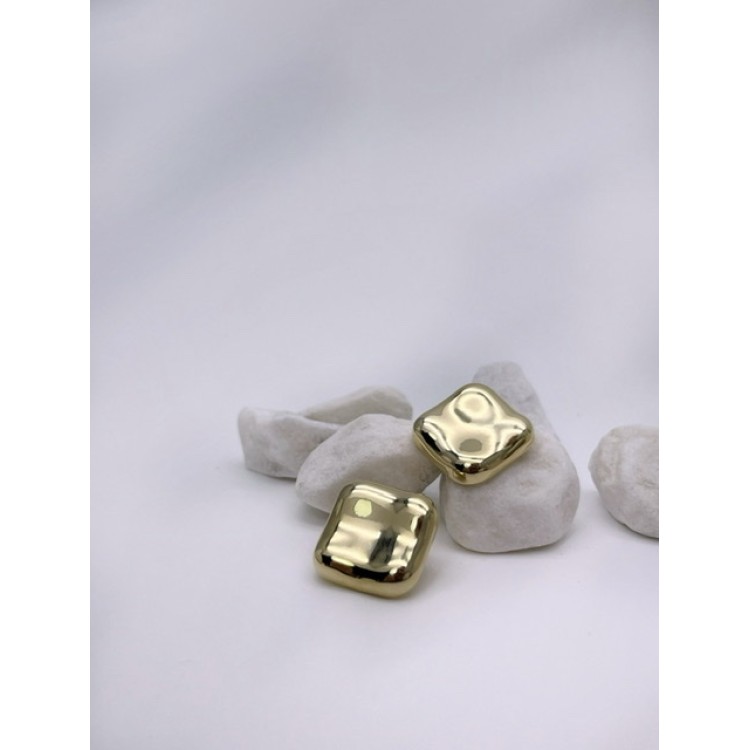 Серьги ребристый  квадрат в золоте Meduza Crystal