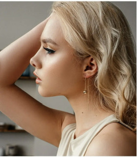 Серьги протяжки золотистые с шариком