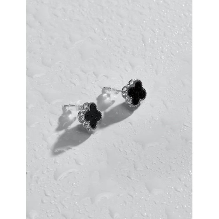 Серьги Ванклиф серебристые с цирконом Meduza Crystal