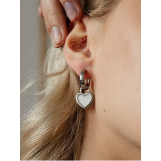 Серьги двухсторонние сердечки на серебряных кольцах