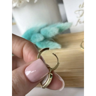 Серьги двухсторонние сердечки на золотых кольцах