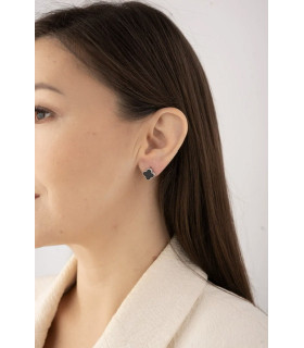 Серьги Ванклиф серебристые с цирконом 