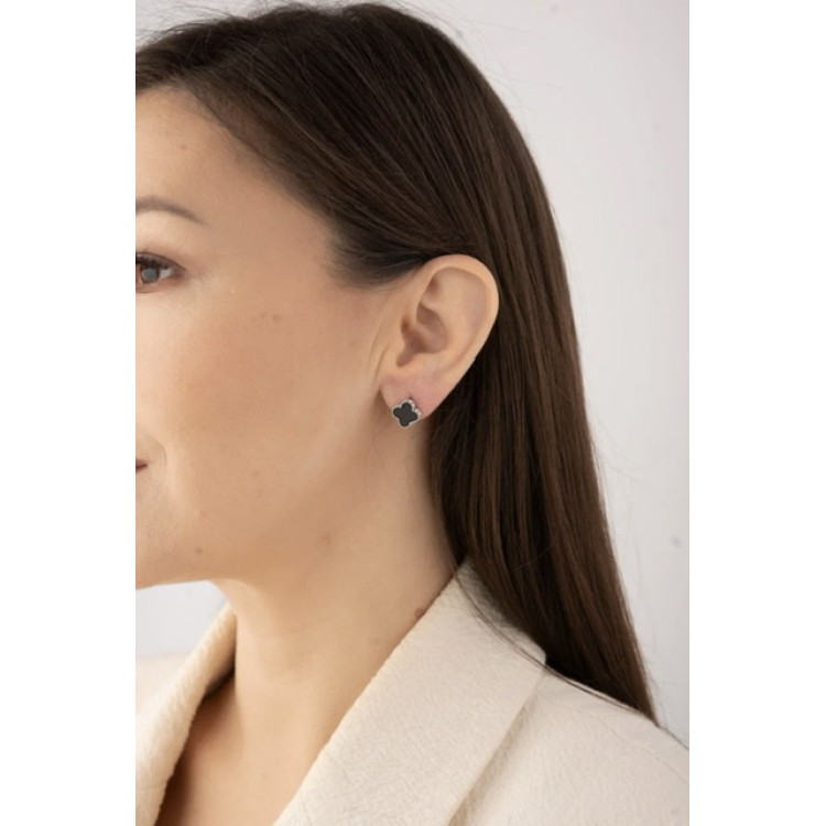 Серьги Ванклиф серебристые с цирконом Meduza Crystal