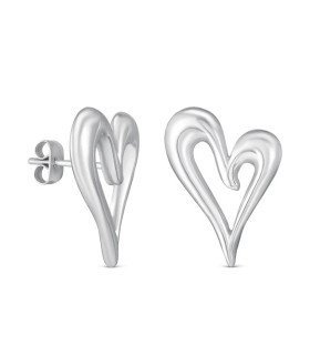 Серьги Сердечки серебро 