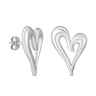 Серьги Сердечки серебро 