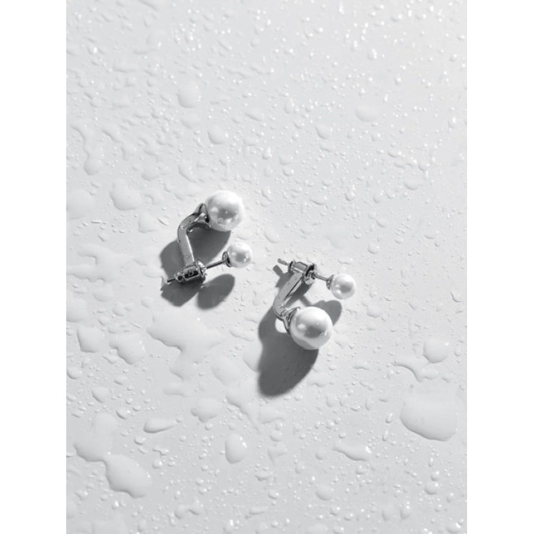 Серьги Диор с жемчугом Майорка серебристые