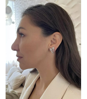 Серьги Сердечки серебро 