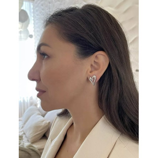 Серьги Сердечки серебро 