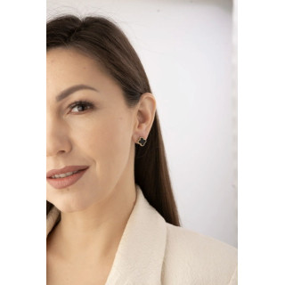 Серьги Ванклиф золотистые с цирконом 