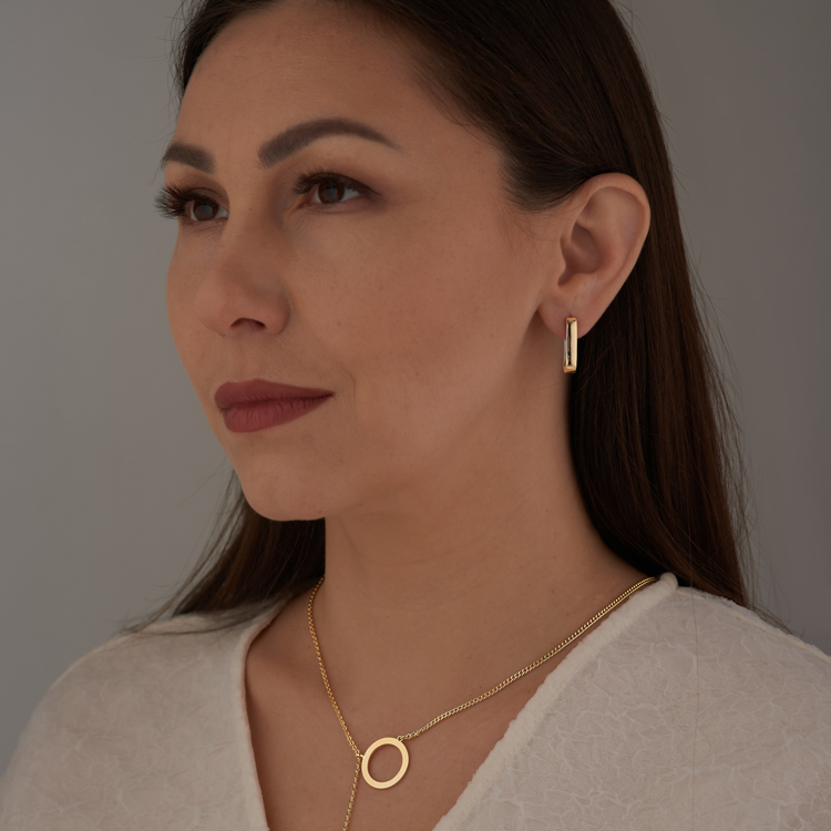 Серьги Скобы широкие в золоте Meduza Crystal