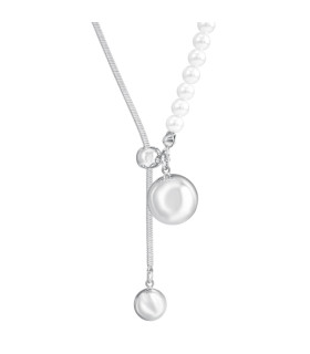 Подвеска бегунок жемчуг белое золото