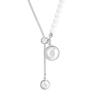 Подвеска бегунок жемчуг белое золото