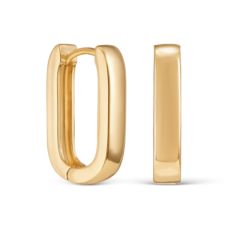 Серьги Скобы широкие в золоте Meduza Crystal