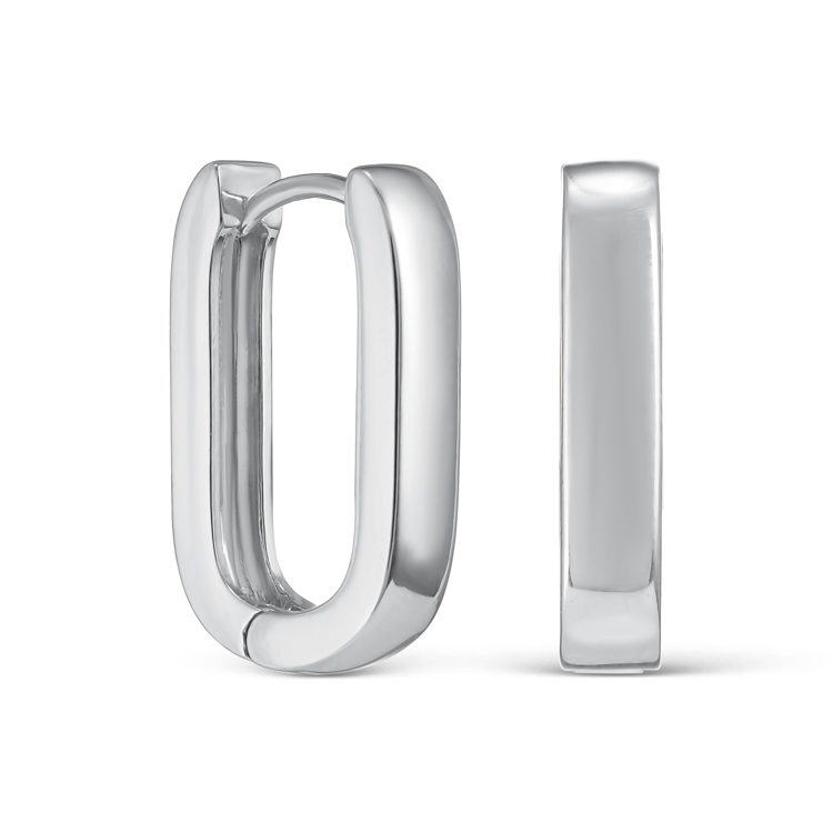 Серьги Скобы широкие в серебре Meduza Crystal