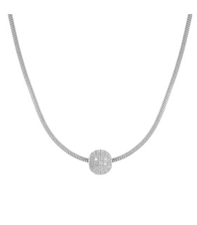 Подвеска Шар с россыпью цирконов в белом золоте 