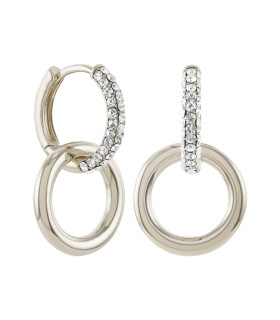 Серьги Два колечка с цирконом в кофейном цвете