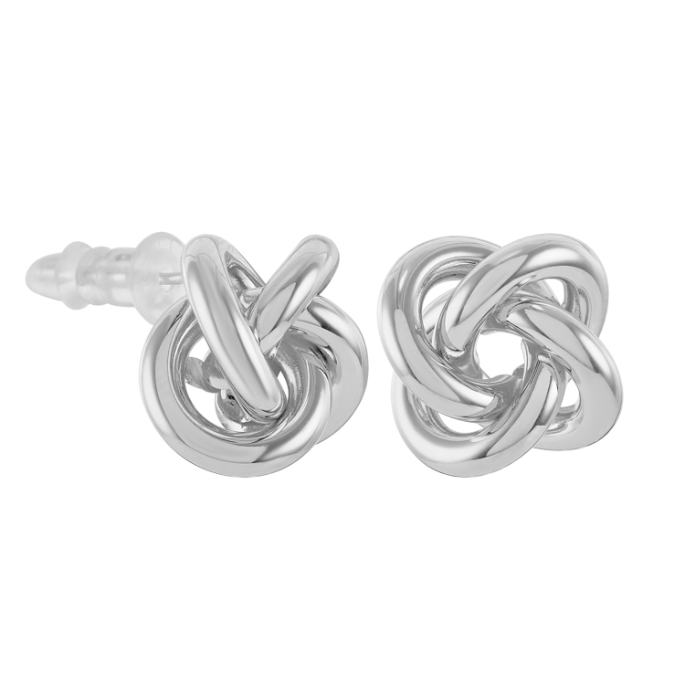 Серьги узелок серебристые Meduza Crystal