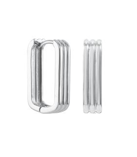 Серьги скобы тройные серебристые