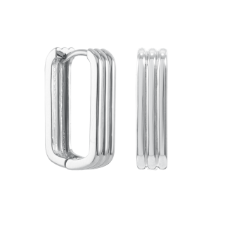 Серьги скобы тройные серебристые