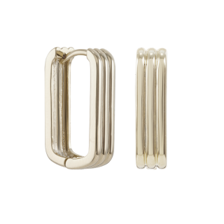 Серьги скобы тройные в кофейном цвете