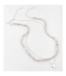 Колье двойное из шпинели розовая