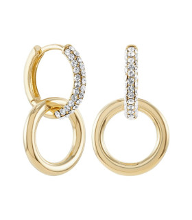Серьги золотистые Два колечка с цирконом