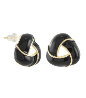 Серьги Ving золотистые с черной эмалью 