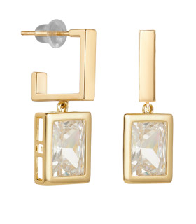 Серьги с белым цирконом в золоте