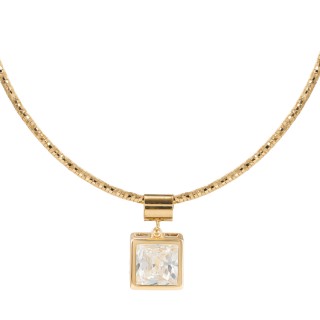 Подвеска с белым цирконом в золоте 