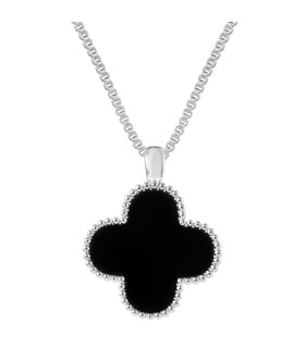 Подвеска Ванклиф с чёрной вставкой  в белом золоте 