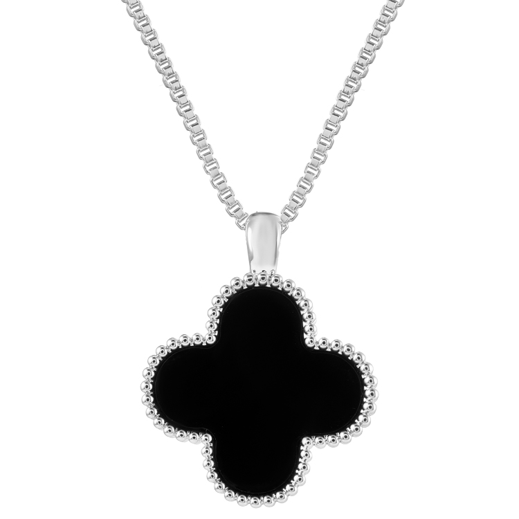 Подвеска Ванклиф с чёрной вставкой  в белом золоте Meduza Crystal