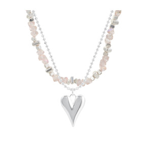 Колье двойное из шпинели розовая