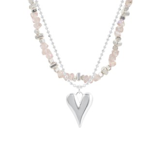 Колье двойное из шпинели розовая