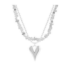 Колье двойное из шпинели белая