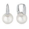 Серьги с жемчугом Майорка с цирконами в белом золоте
