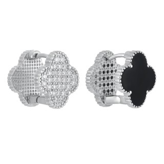 Серьги Ванклиф  двухсторонние в белом золоте