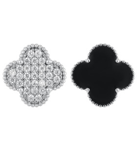 Серьги Ванклиф  двухсторонние в белом золоте