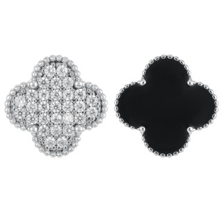 Серьги Ванклиф  двухсторонние в белом золоте