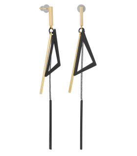 Серьги асимметрия треугольник  золотистые