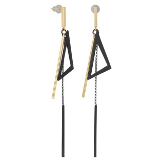 Серьги асимметрия треугольник  золотистые