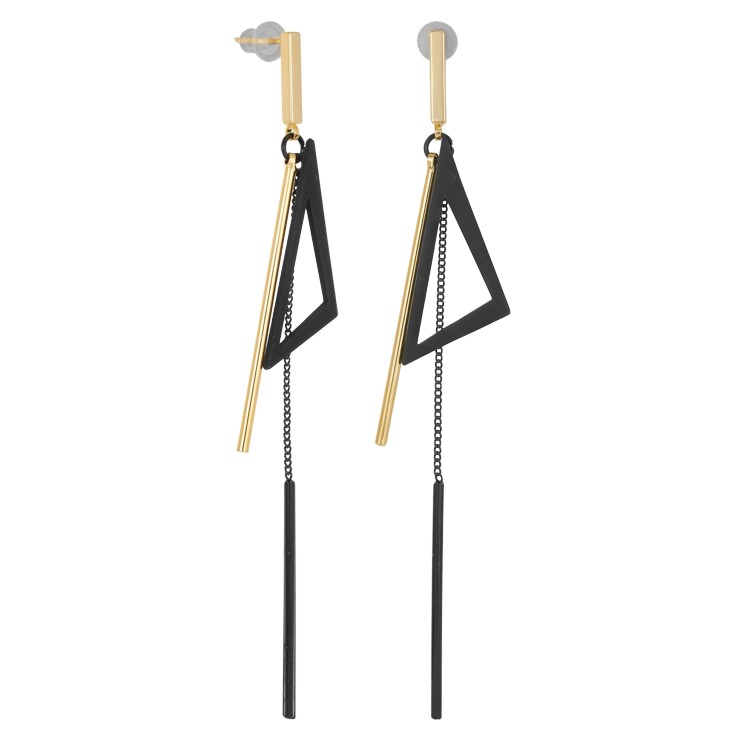 Серьги асимметрия треугольник  золотистые Meduza Crystal