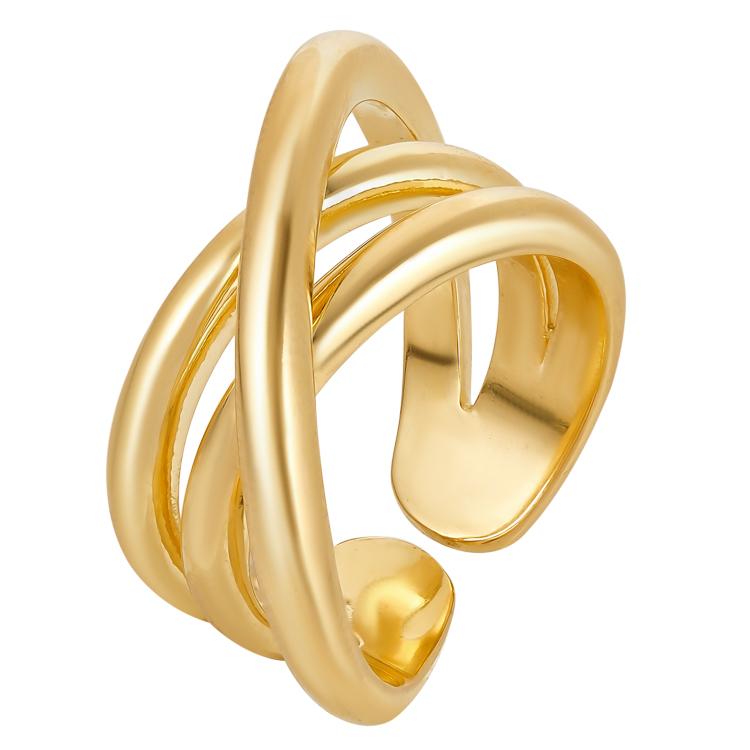 Кольцо Тройное в золоте Meduza Crystal