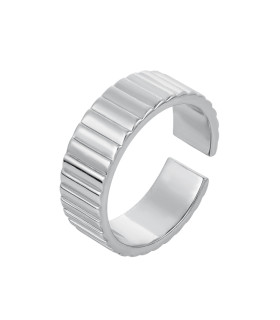 Кольцо ребристое в белом золоте безразмерное