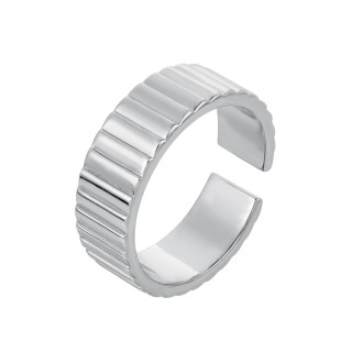 Кольцо ребристое в белом золоте безразмерное