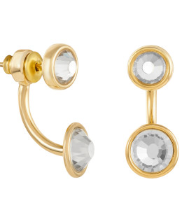 Серьги джекеты с камнем в золоте