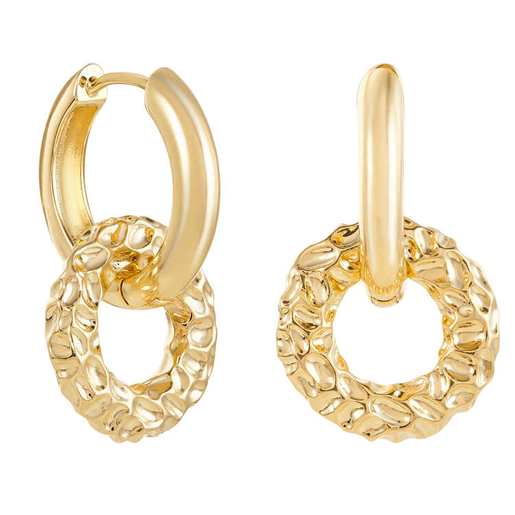 Серьги Мятые колечки в золоте Meduza Crystal