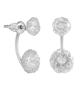 Серьги паутинка в белом золоте