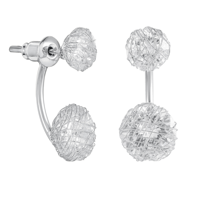 Серьги паутинка в белом золоте Meduza Crystal