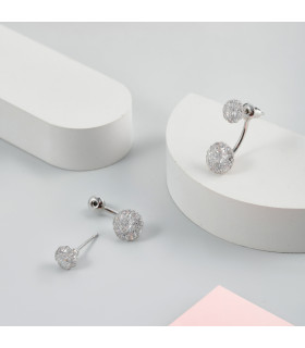 Серьги паутинка в белом золоте